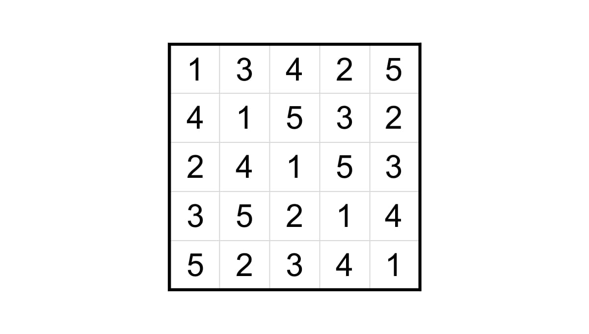 3×5 라틴 직사각형을 확장하여 완성한 5×5 라틴 방진
