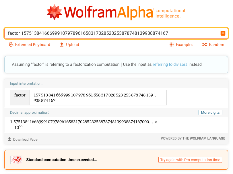 WolframAlpha는 계산하지 못합니다.